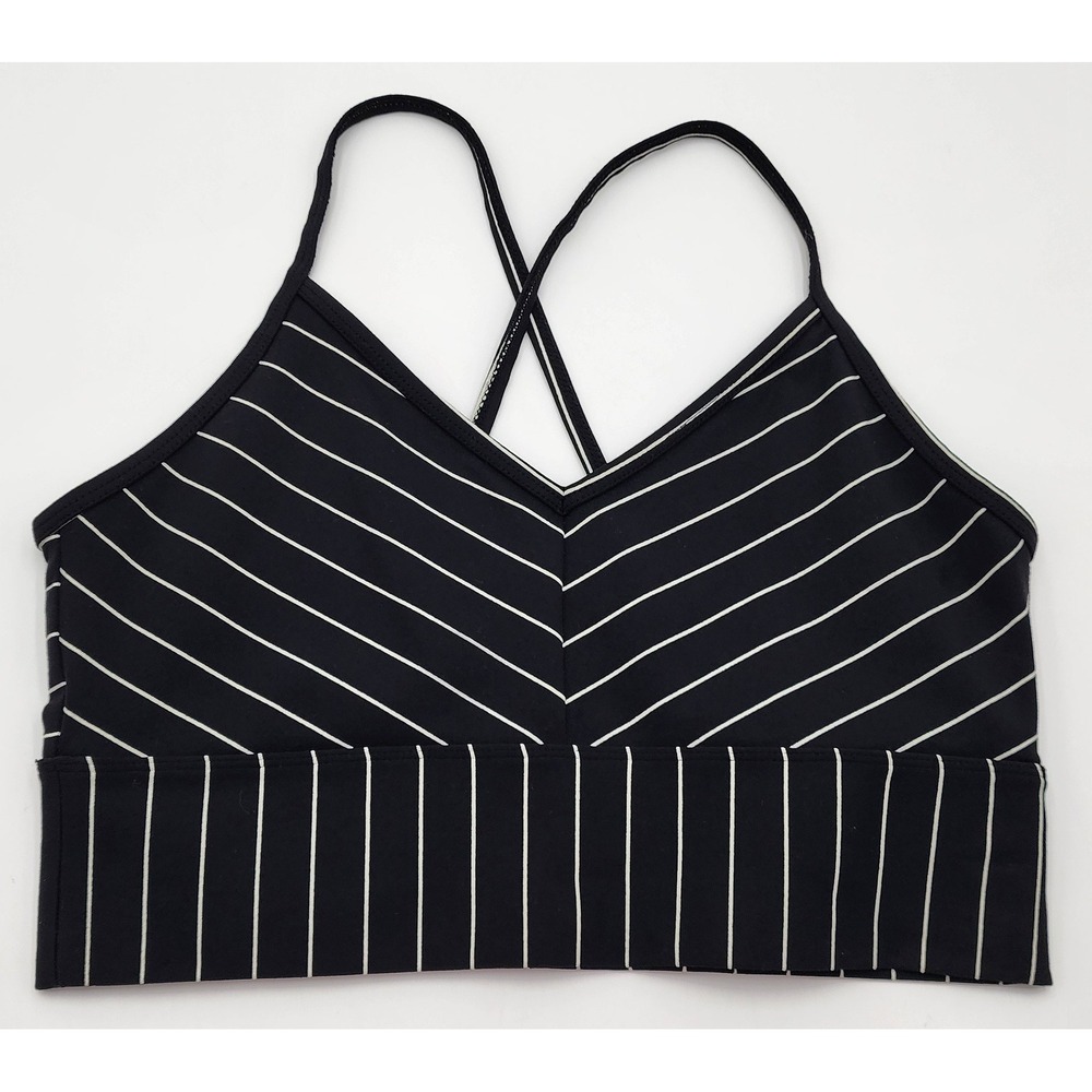 Glyder Striped Activewear Set Womens Large Black White Crossback Yoga EXC - Picture 5 of 16